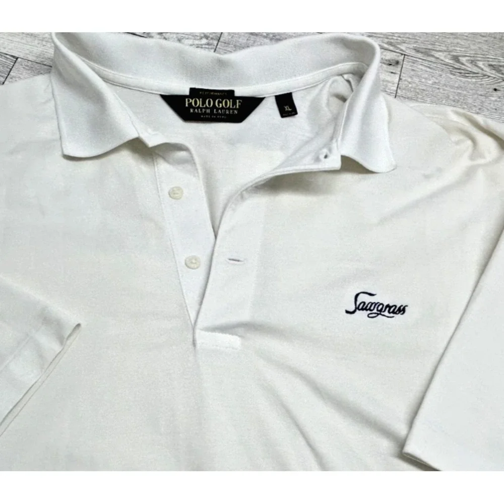 Sawgrass RALPH LAUREN‎ Polo Golf Shirt Performance Mens XLarge Solid White XL